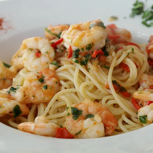 Riesengarnelen mit Spaghetti