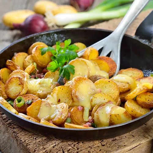 Schnelle Bratkartoffeln mit Schinkenwürfel